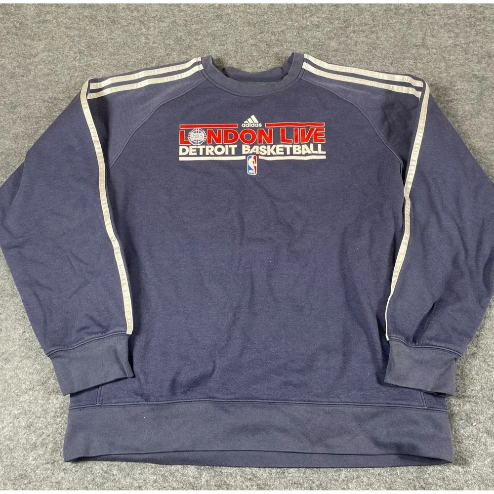 Adidas Detroit Pistons Sweatshirt Mens Extra Large XL Blue Crewneck London NBA